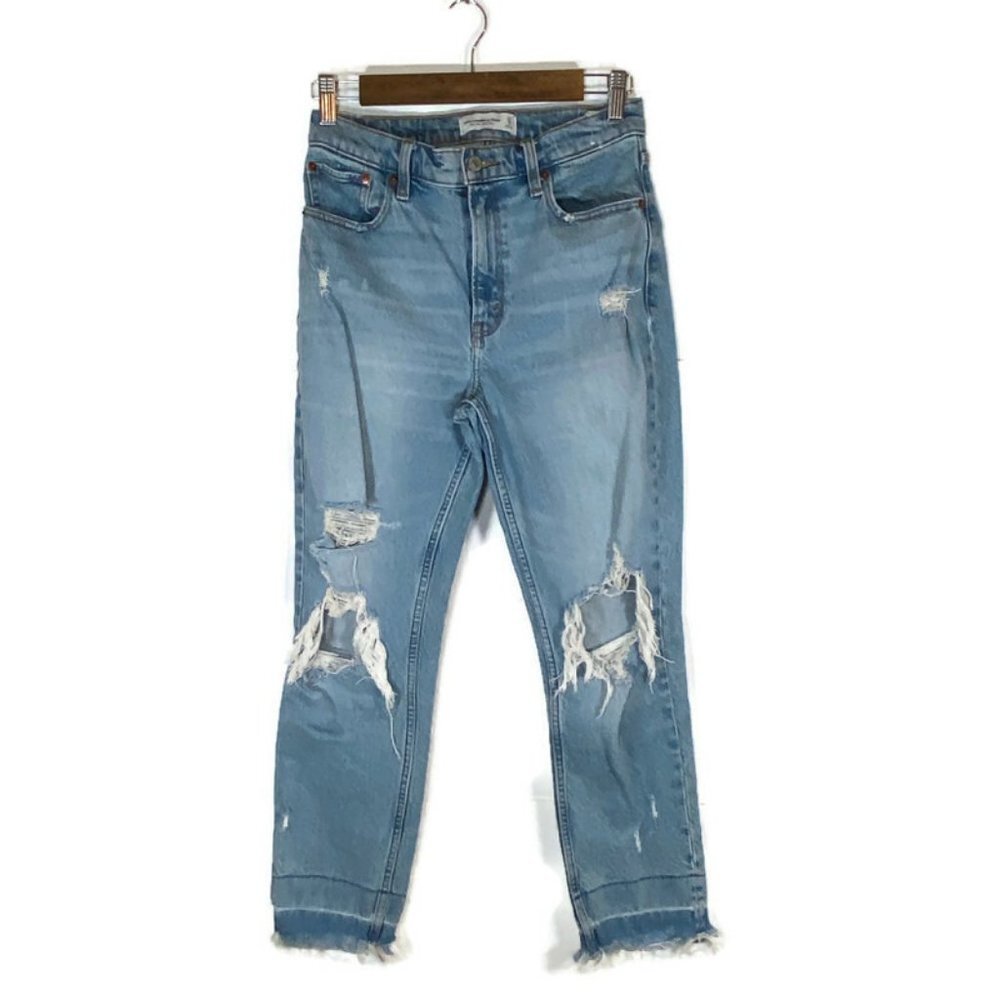 Abercrombie Fitch Size 27/4 Mom High Rise Destroyed Jeans A & F